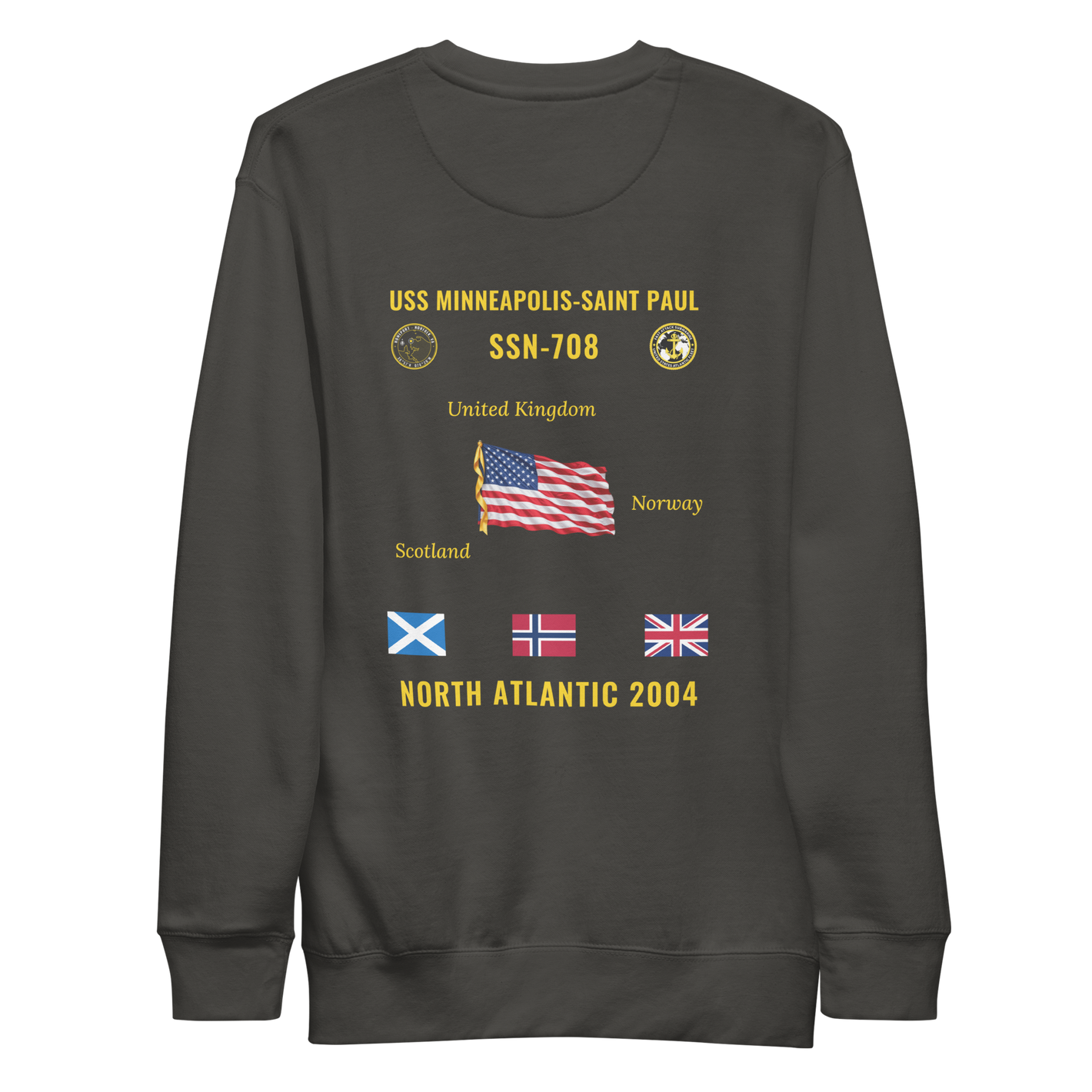 USS Minneapolis-Saint Paul (SSN-708) 2004 North Atlantic Cruise Sweatshirt