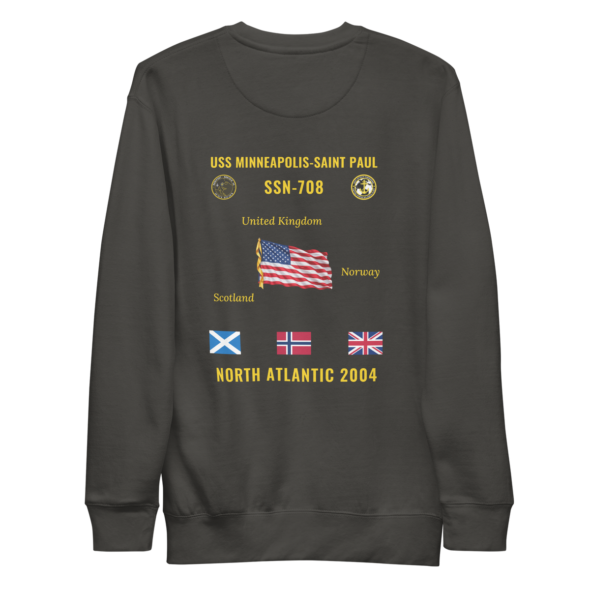 USS Minneapolis-Saint Paul (SSN-708) 2004 North Atlantic Cruise Sweatshirt