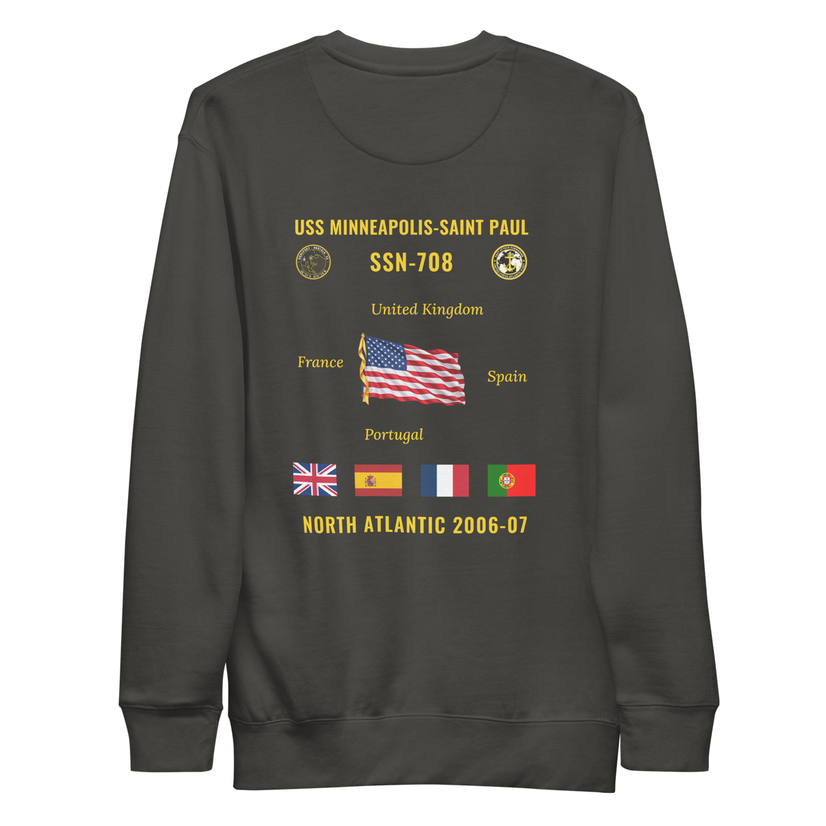 USS Minneapolis-Saint Paul (SSN-708) 2006-07 North Atlantic Cruise Sweatshirt