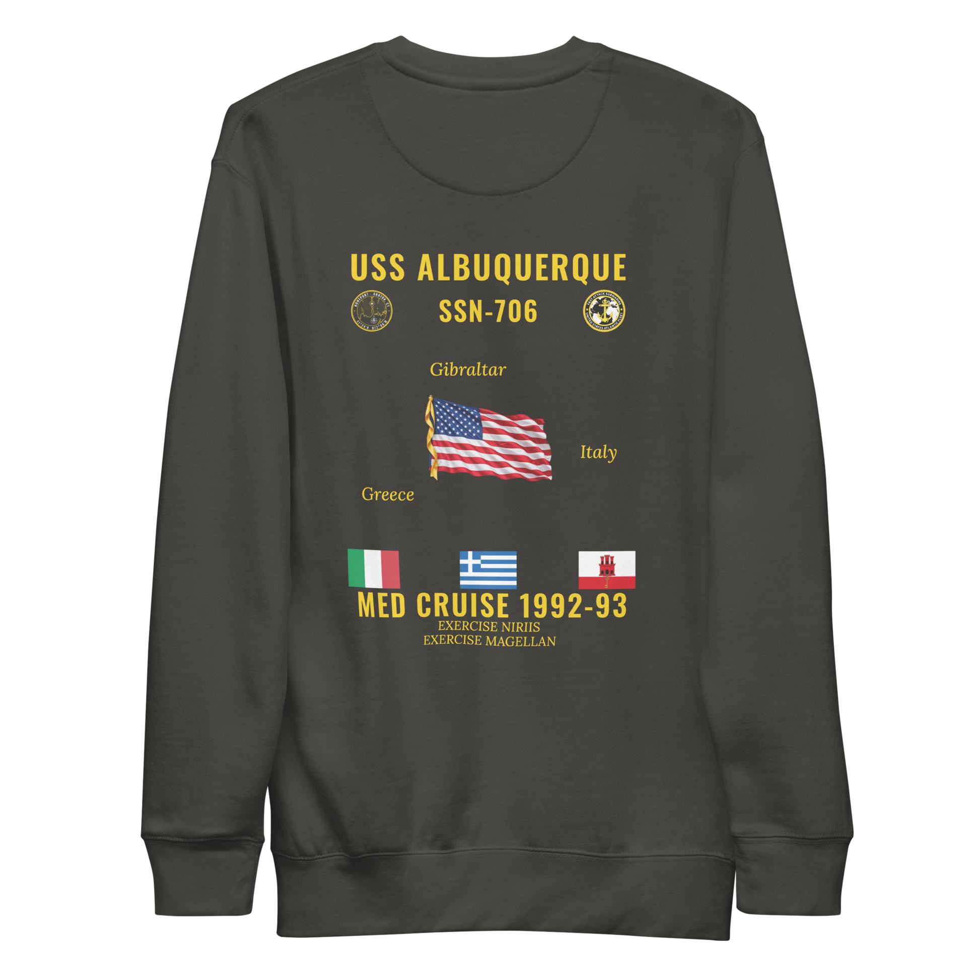 USS Albuquerque (SSN-706) 1992-93 Med Cruise Sweatshirt