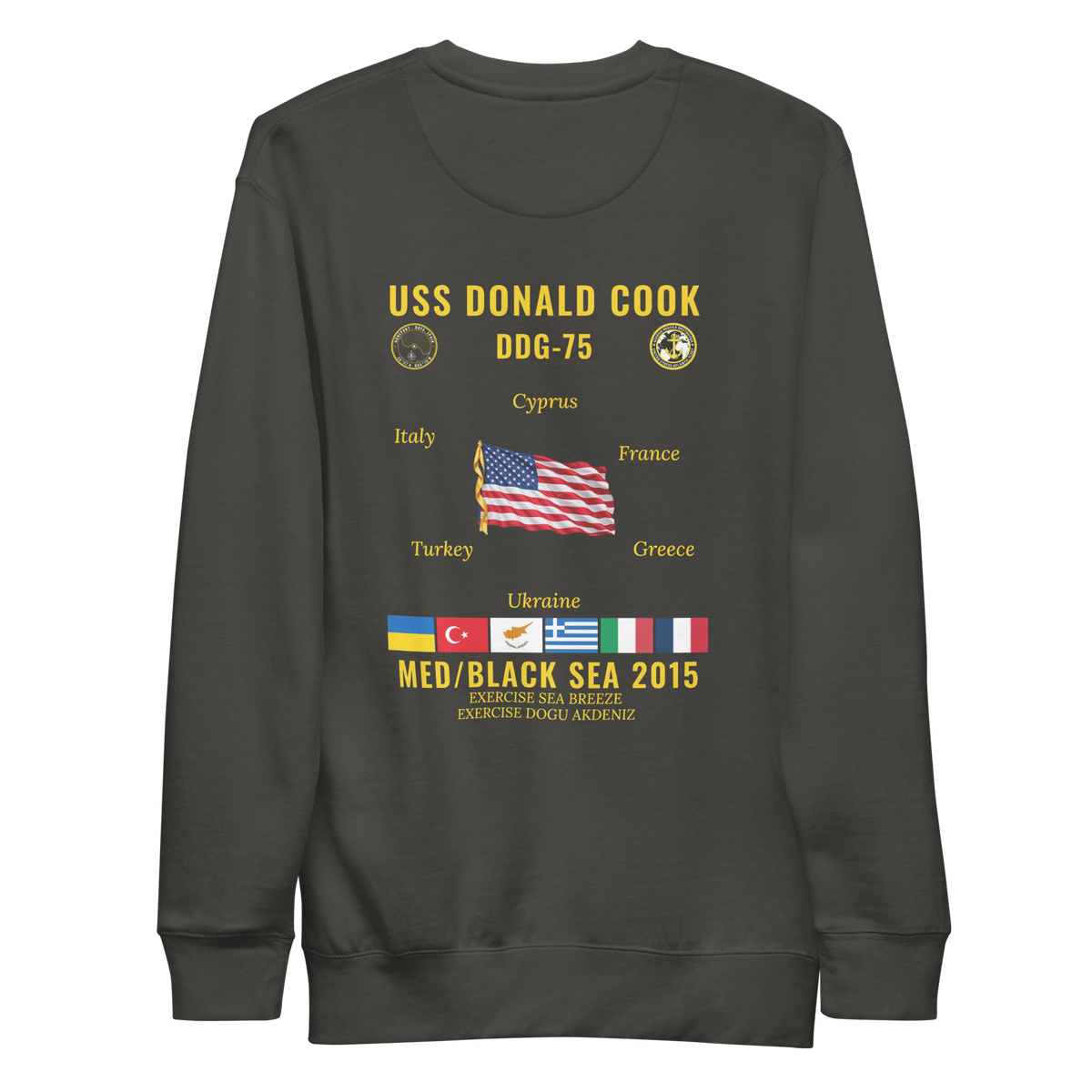 USS Donald Cook (DDG-75) 2015 Med/Black Sea Cruise Sweatshirt