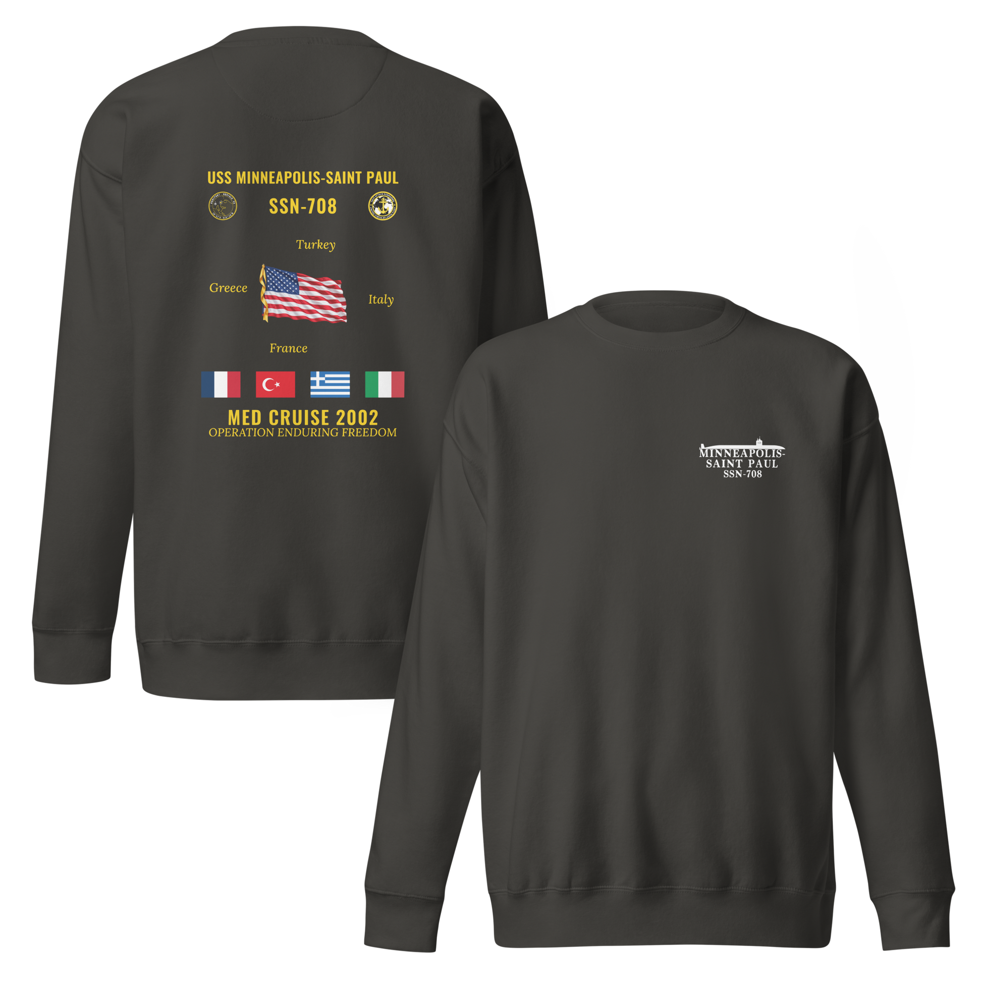 USS Minneapolis-Saint Paul (SSN-708) 2002 Med Cruise Sweatshirt