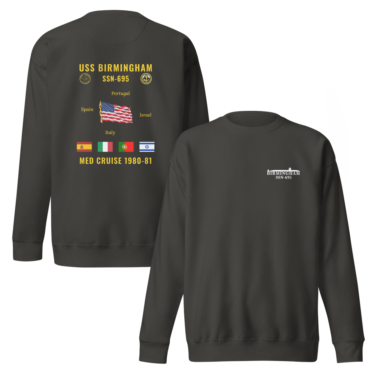 USS Birmingham (SSN-695) 1980-81 Med Cruise Sweatshirt
