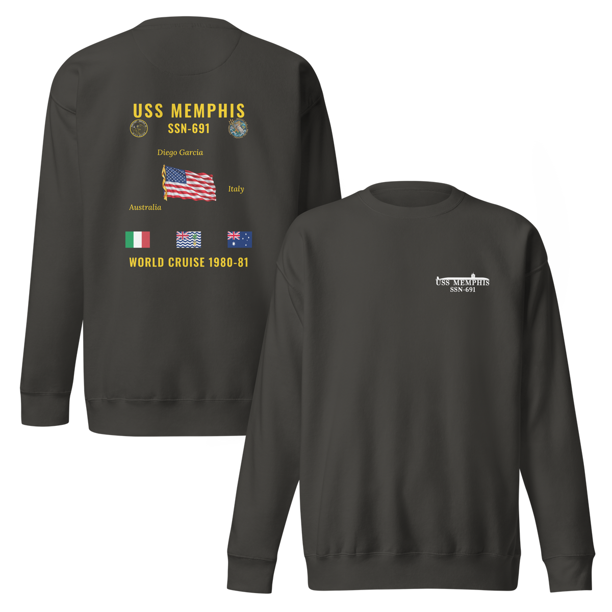 USS Memphis (SSN-691) 1980-81 World Cruise Sweatshirt