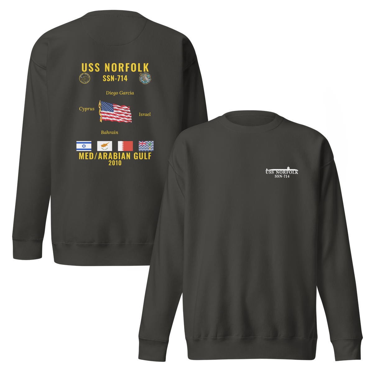USS Norfolk (SSN-714) 2010 Med/Arabian Gulf Cruise Sweatshirt