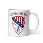 USS Chicago (CG-11) Ship's Crest Mug - Blue – right view, white, 11oz