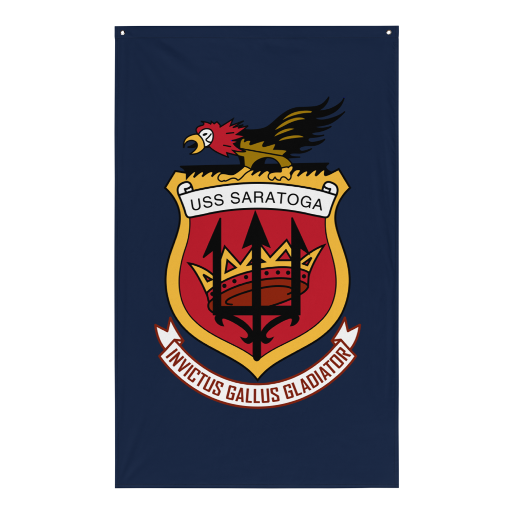 USS Saratoga (CV-60) Ship's Crest Flag – front view, white