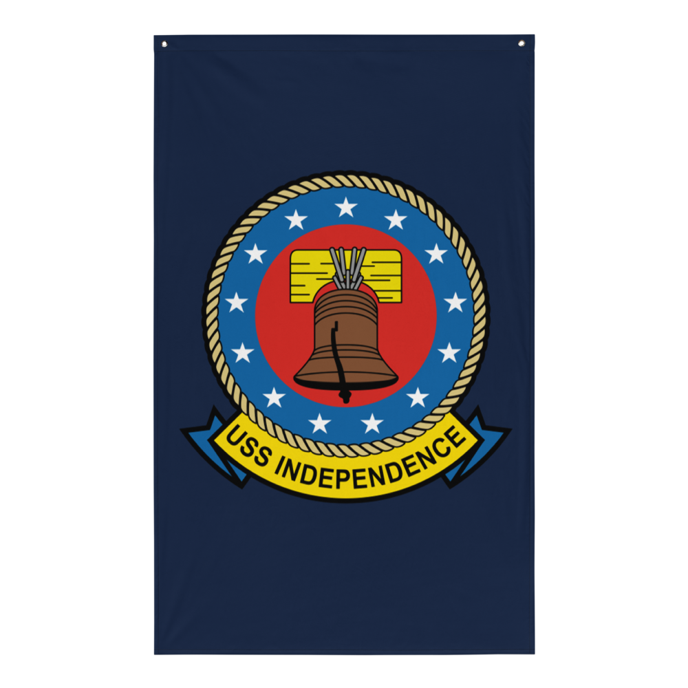 USS Independence (CV-62) Ship's Crest Flag – front view, white