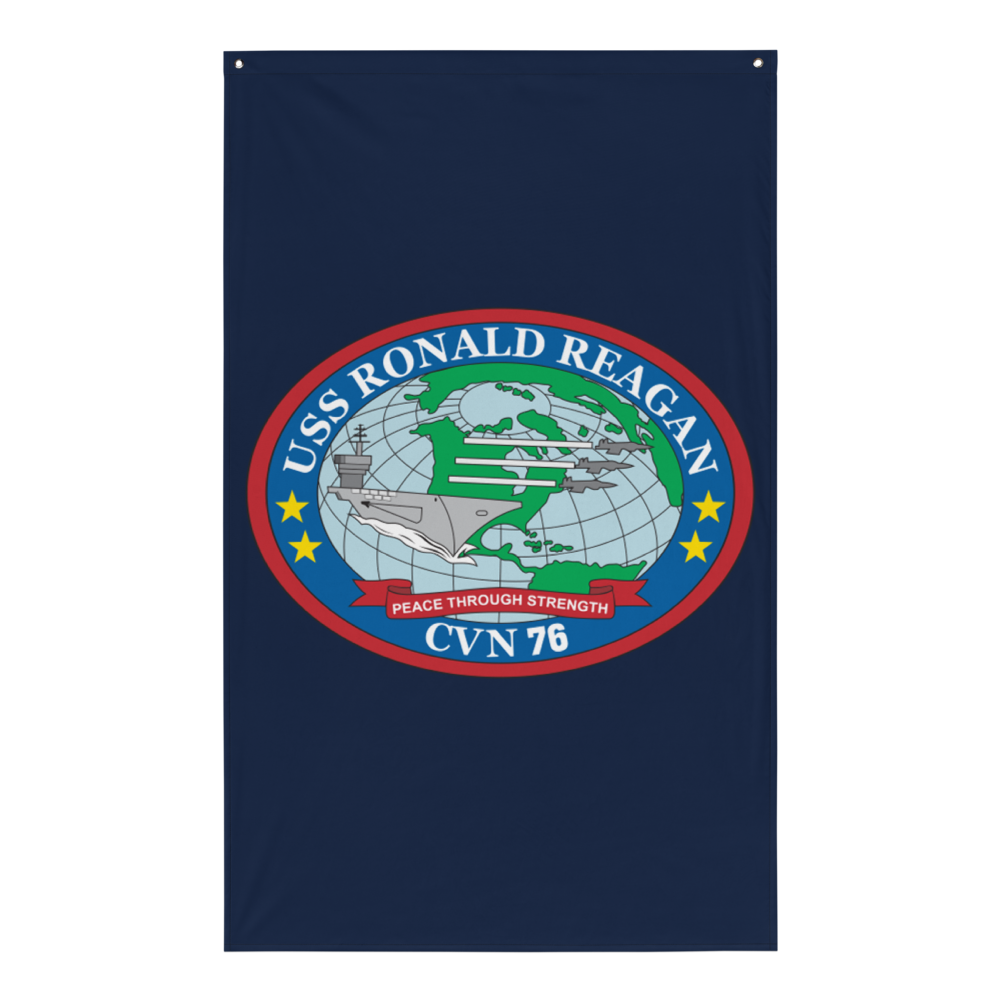 USS Ronald Reagan (CVN-76) Ship's Crest Flag – front view, white