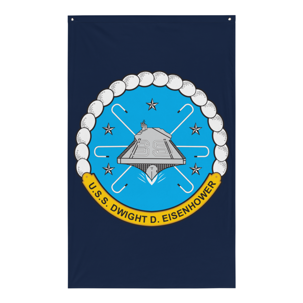 USS Dwight D. Eisenhower (CVN-69) Ship's Crest Flag – front view, white