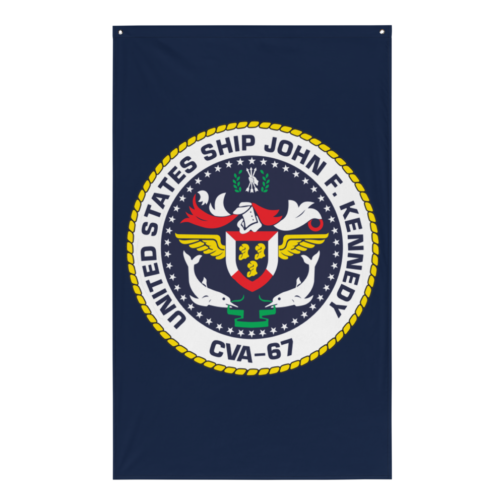 USS John F. Kennedy (CVA-67) Ship's Crest Flag – front view, white
