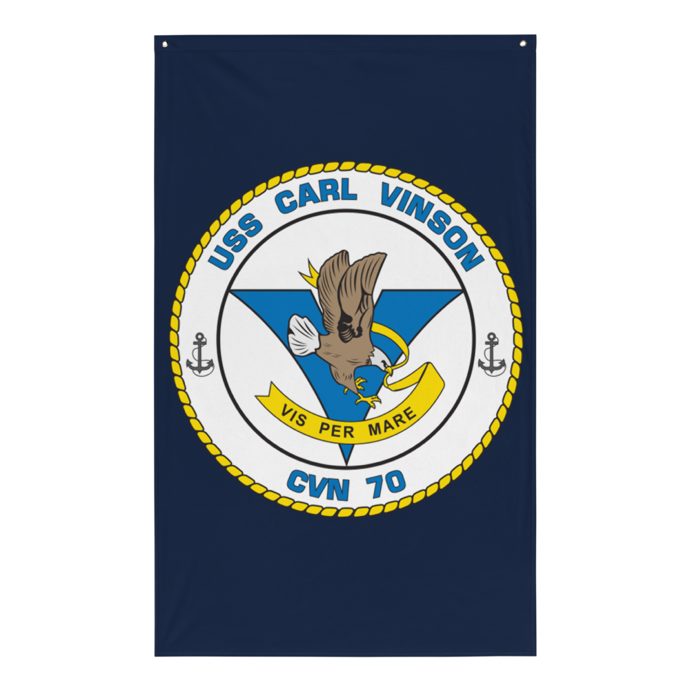 USS Carl Vinson (CVN-70) Ship's Crest Flag – front view, white