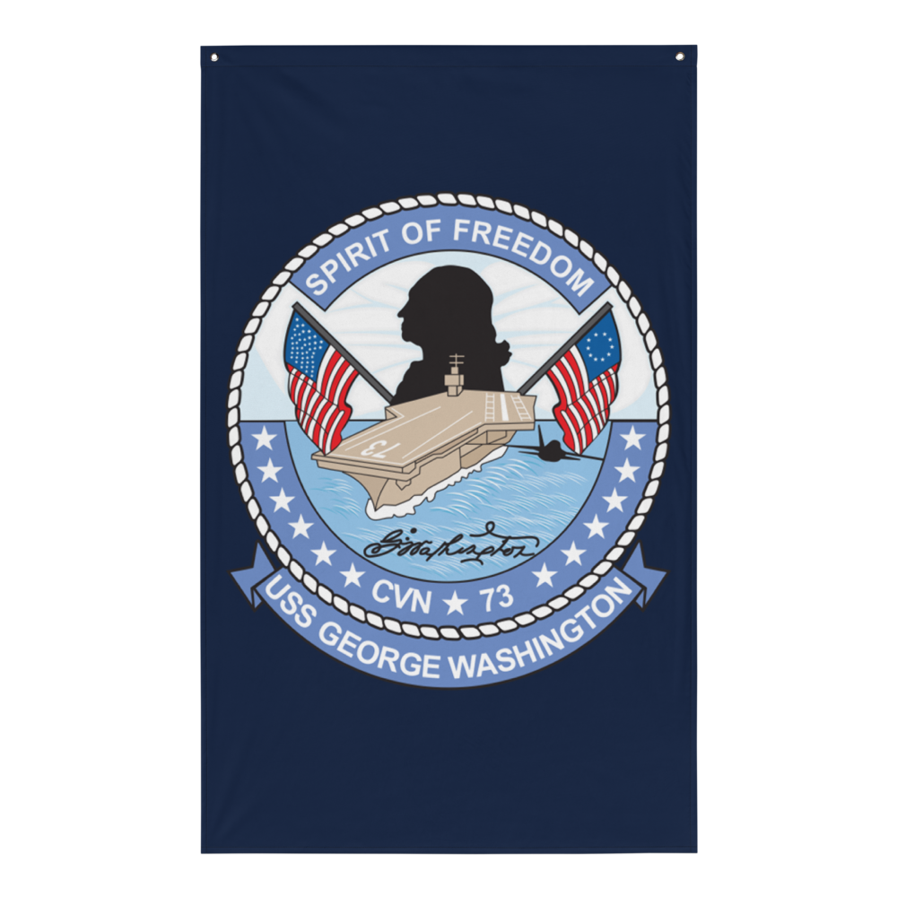 USS George Washington (CVN-73) Ship's Crest Flag – front view, white