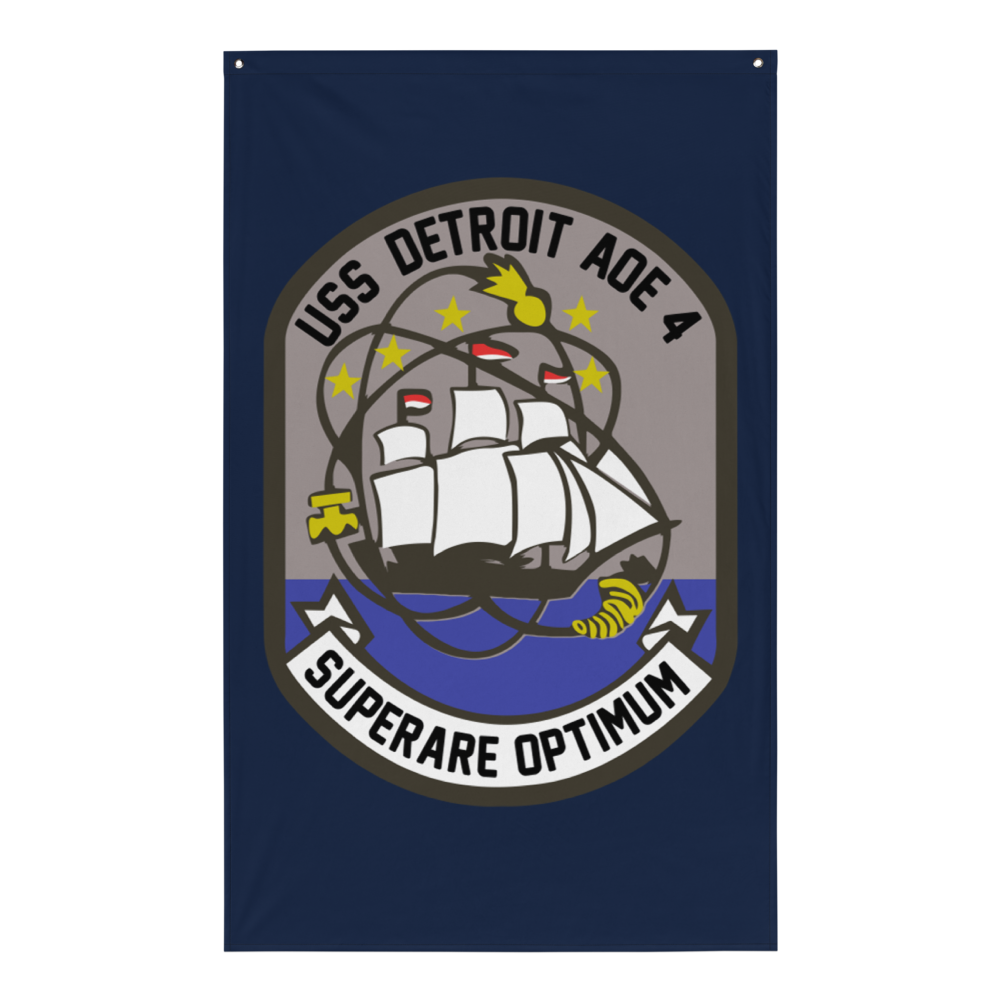 USS Detroit (AOE-4) Ship's Crest Flag – front view, white