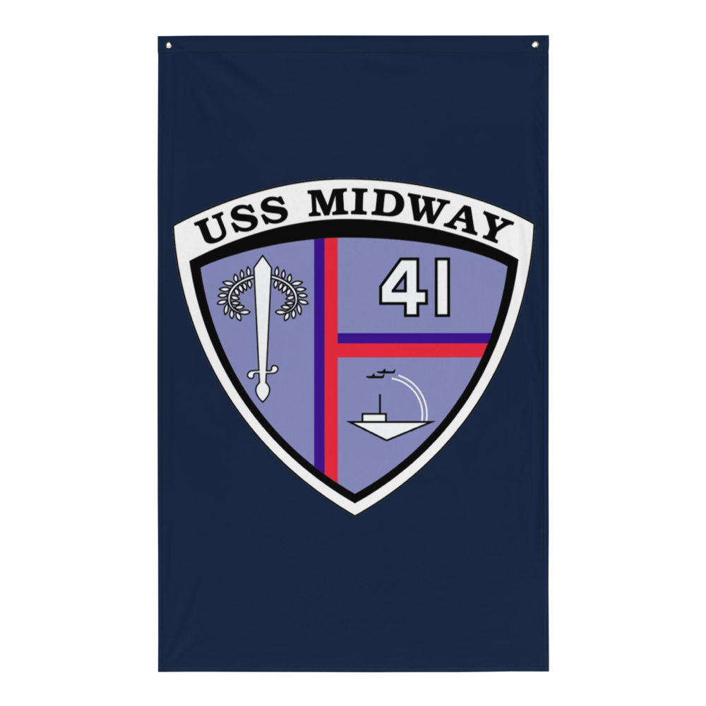 USS Midway (CV-41) Ship's Crest Flag – front view, white