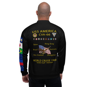 USS America (CVA-66) 1968 FP Cruise Jacket - Black – back view, white