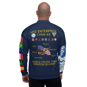 USS Enterprise (CVAN-65) 1964 FP Cruise Jacket - Shellback Sleeve – back view, white