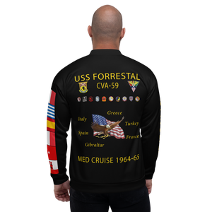 USS Forrestal (CVA-59) 1964-65 FP Cruise Jacket - Black – back view, white