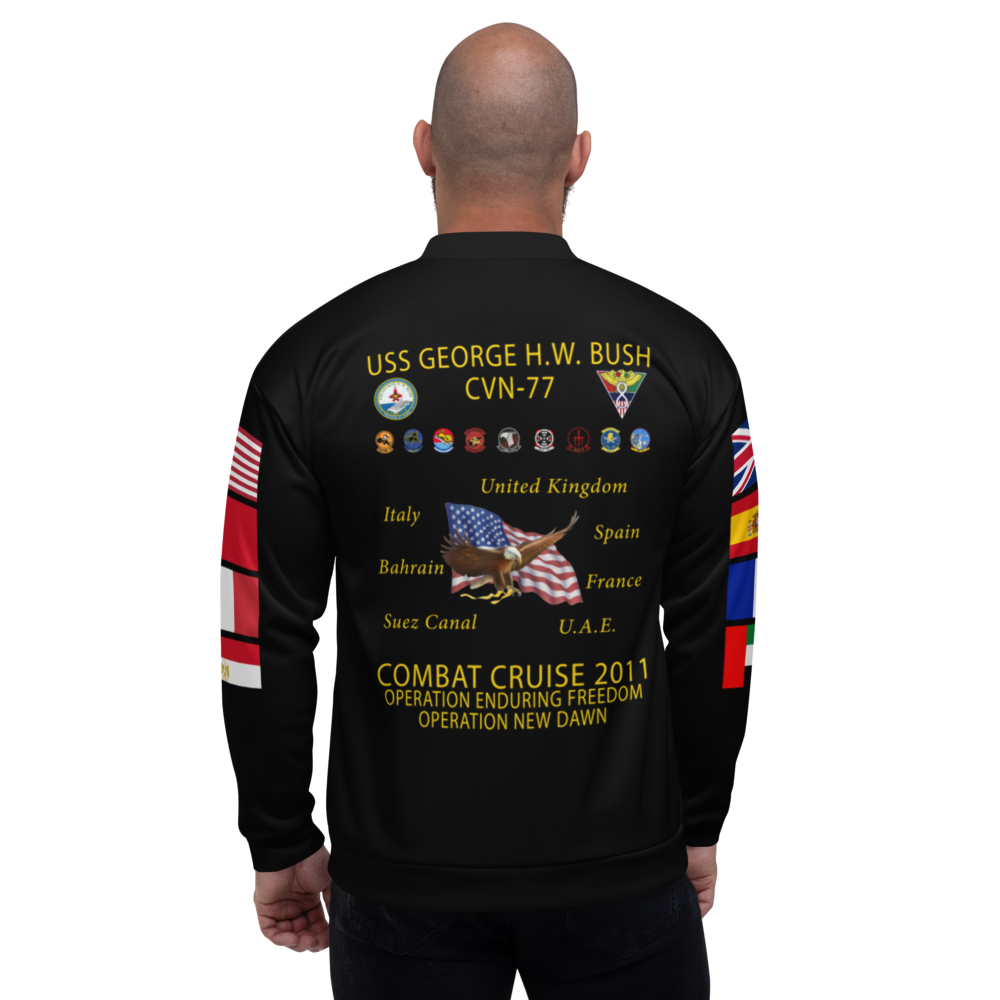 USS George H.W. Bush (CVN-77) 2011 FP Cruise Jacket - Black – back view, white