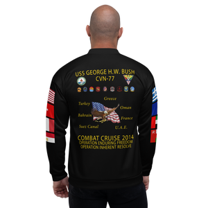 USS George H.W. Bush (CVN-77) 2014 FP Cruise Jacket - Black – back view, white