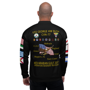 USS George H.W. Bush (CVN-77) 2017 FP Cruise Jacket - Black – back view, white