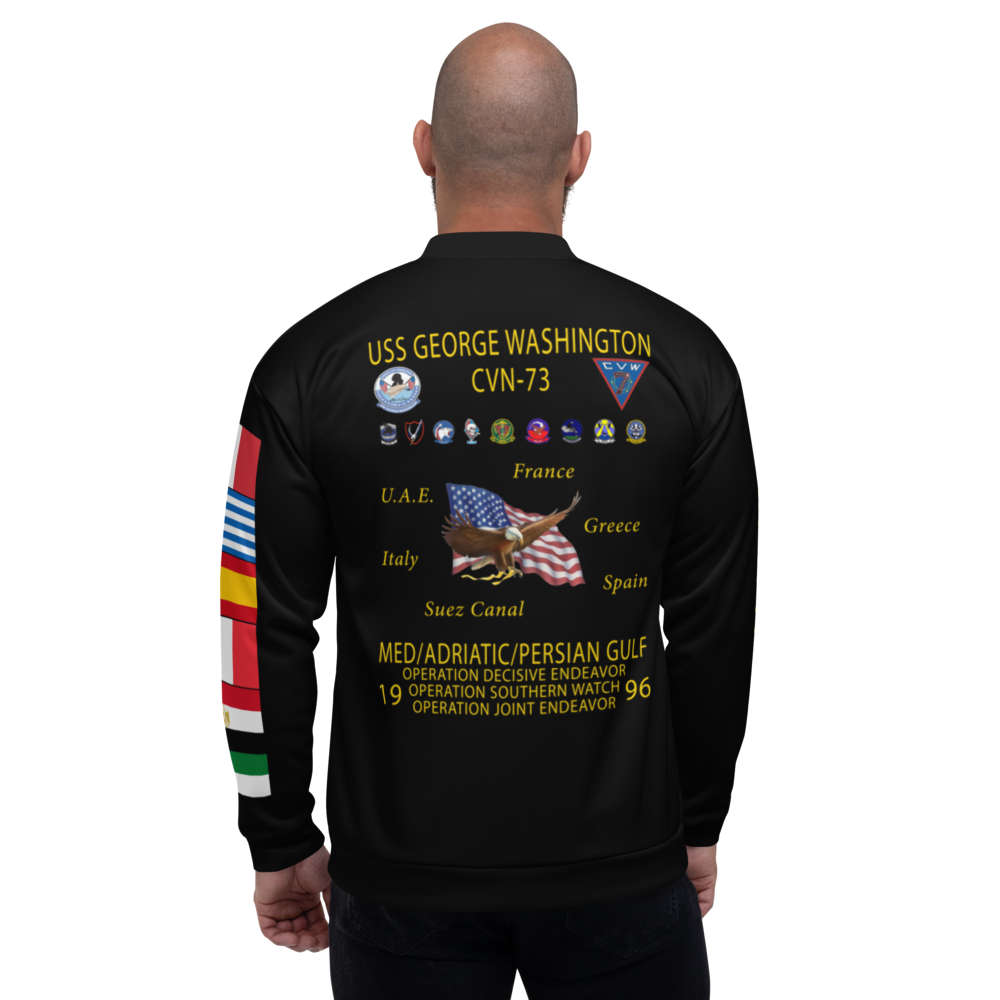USS George Washington (CVN-73) 1996 FP Cruise Jacket - Black – back view, white