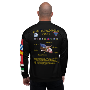 USS George Washington (CVN-73) 1996 FP Cruise Jacket - Black – back view, white