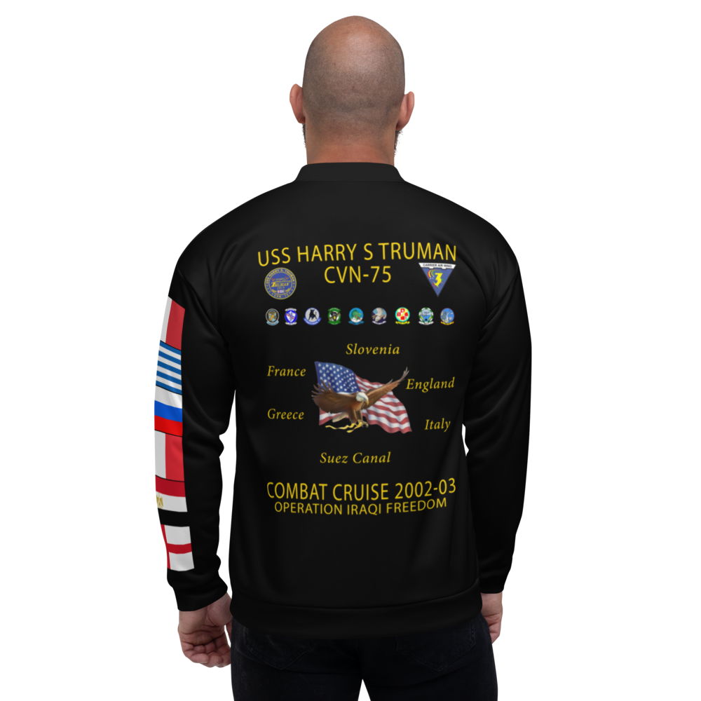 USS Harry S. Truman (CVN-75) 2002-03 FP Cruise Jacket - Black – back view, white