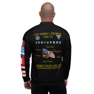 USS Harry S. Truman (CVN-75) 2002-03 FP Cruise Jacket - Black – back view, white