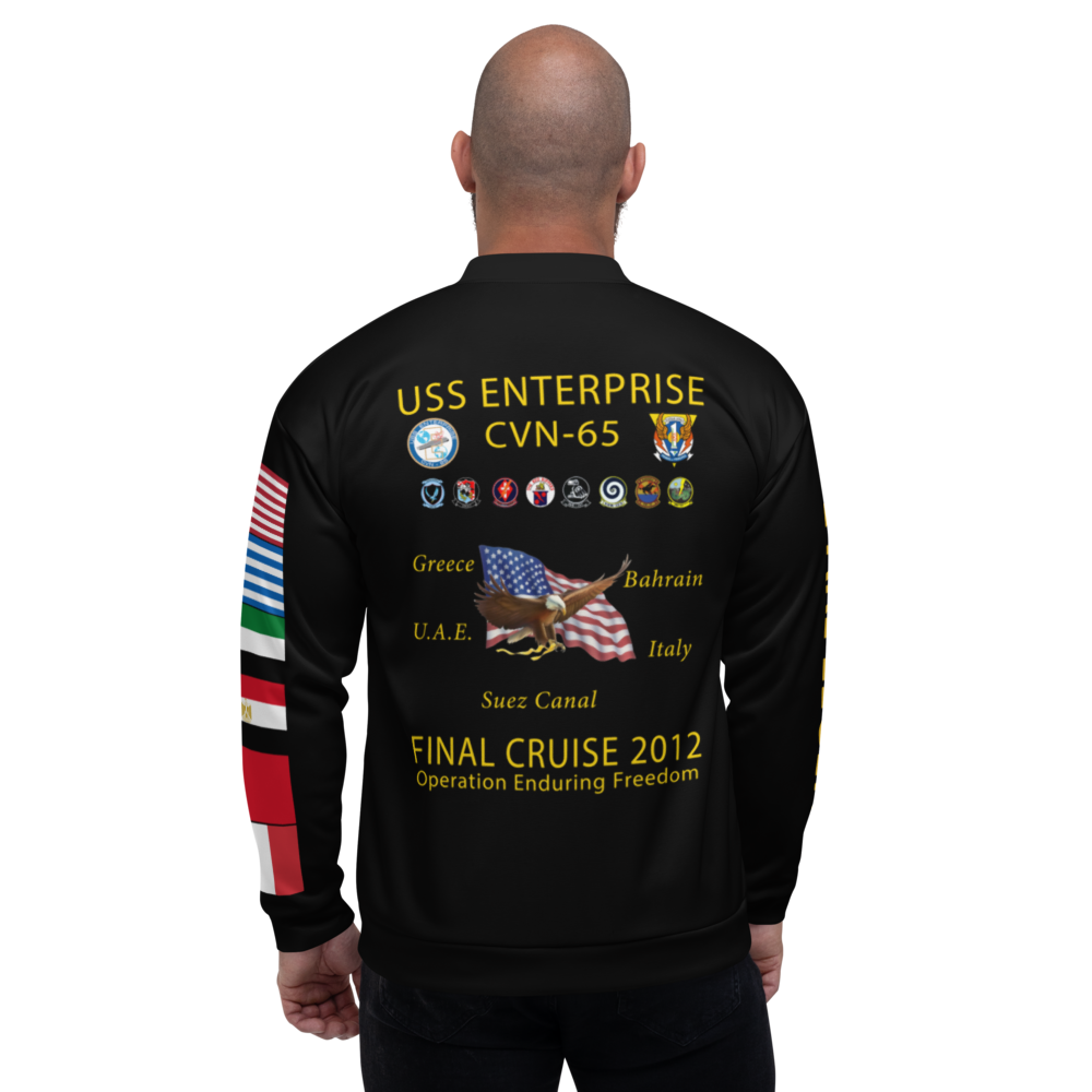 USS Enterprise (CVN-65) 2012 FP Cruise Jacket - Black – back view, white
