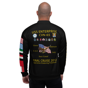 USS Enterprise (CVN-65) 2012 FP Cruise Jacket - Black – back view, white