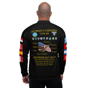 USS Dwight D. Eisenhower (CVN-69) 1994-95 FP Cruise Jacket - Black – back view, white