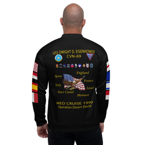 USS Dwight D. Eisenhower (CVN-69) 1990 FP Cruise Jacket - Black – back view, white