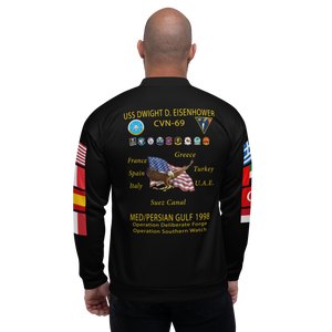 USS Dwight D. Eisenhower (CVN-69) 1998 FP Cruise Jacket - Black – back view, white