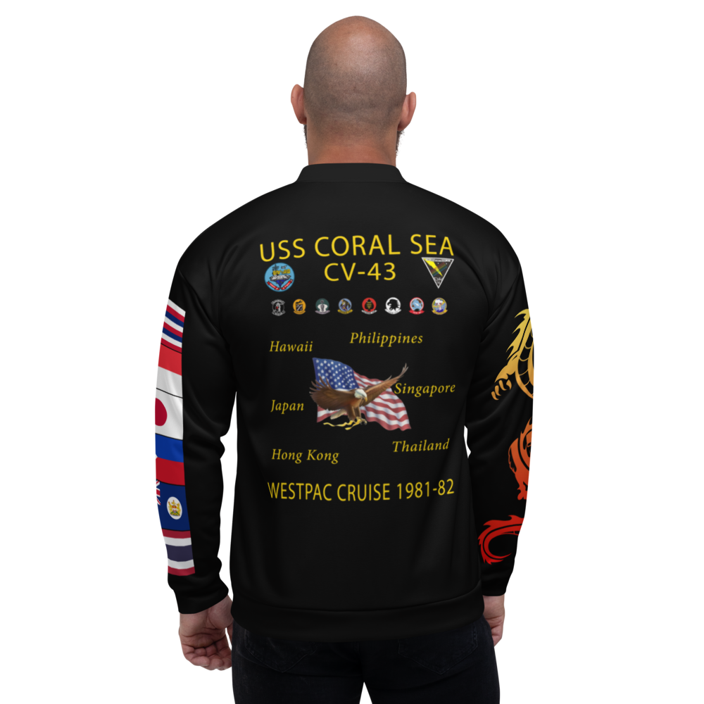 USS Coral Sea (CV-43) 1981-82 FP Cruise Jacket - WestPac – back view, white