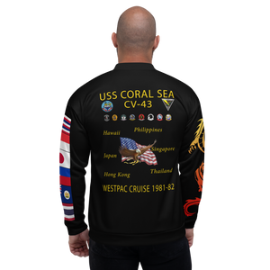 USS Coral Sea (CV-43) 1981-82 FP Cruise Jacket - WestPac – back view, white