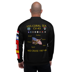 USS Coral Sea (CV-43) 1987-88 FP Cruise Jacket - Black – back view, white