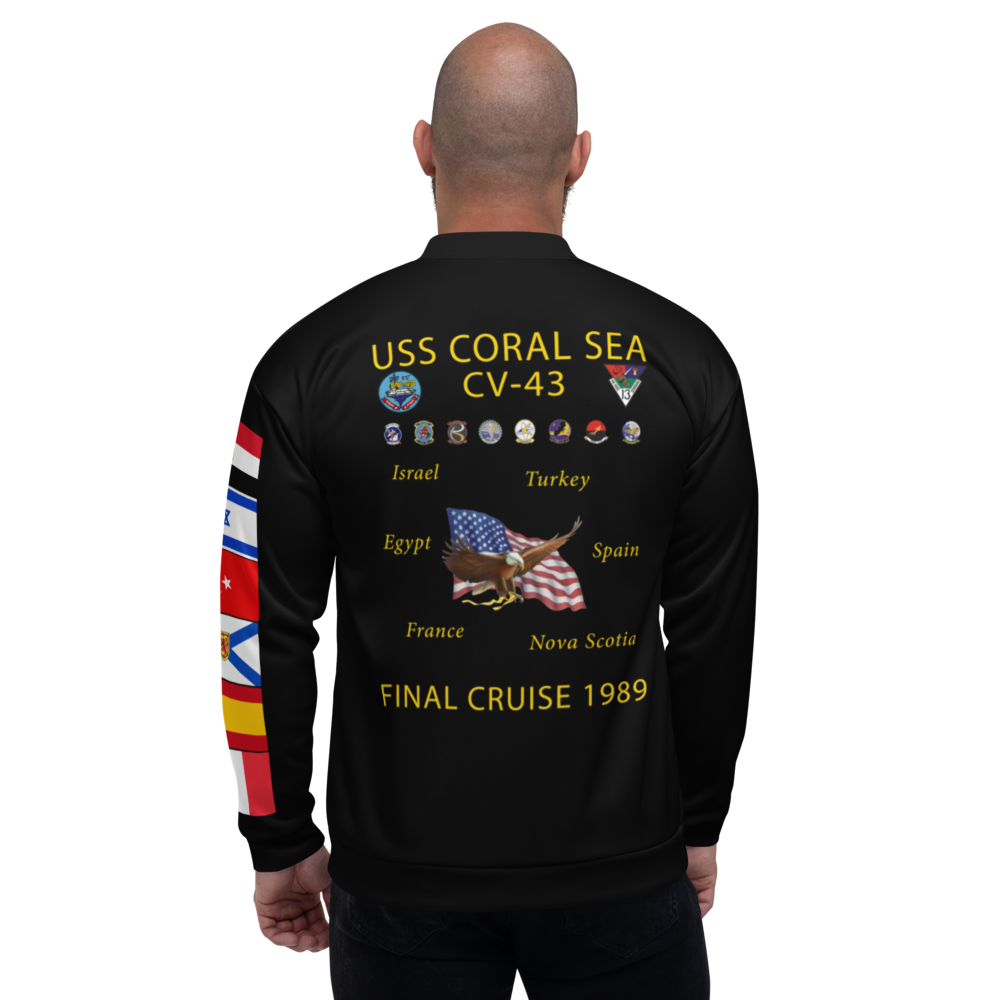 USS Coral Sea (CV-43) 1989 FP Cruise Jacket - Black – back view, white