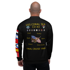 USS Coral Sea (CV-43) 1989 FP Cruise Jacket - Black – back view, white