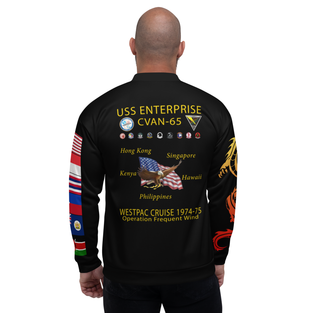 USS Enterprise (CVAN-65) 1974-75 FP Cruise Jacket - WestPac – back view, white