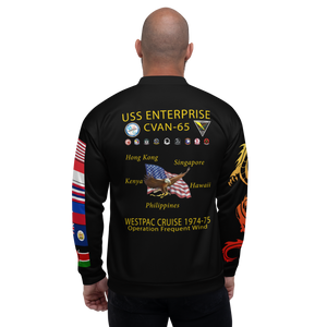 USS Enterprise (CVAN-65) 1974-75 FP Cruise Jacket - WestPac – back view, white