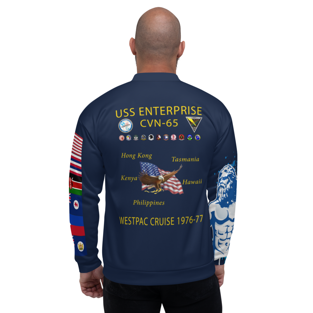 USS Enterprise (CVN-65) 1976-77 FP Cruise Jacket - Shellback – back view, white