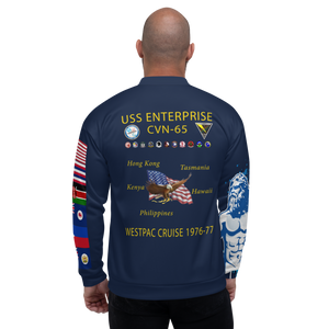 USS Enterprise (CVN-65) 1976-77 FP Cruise Jacket - Shellback – back view, white