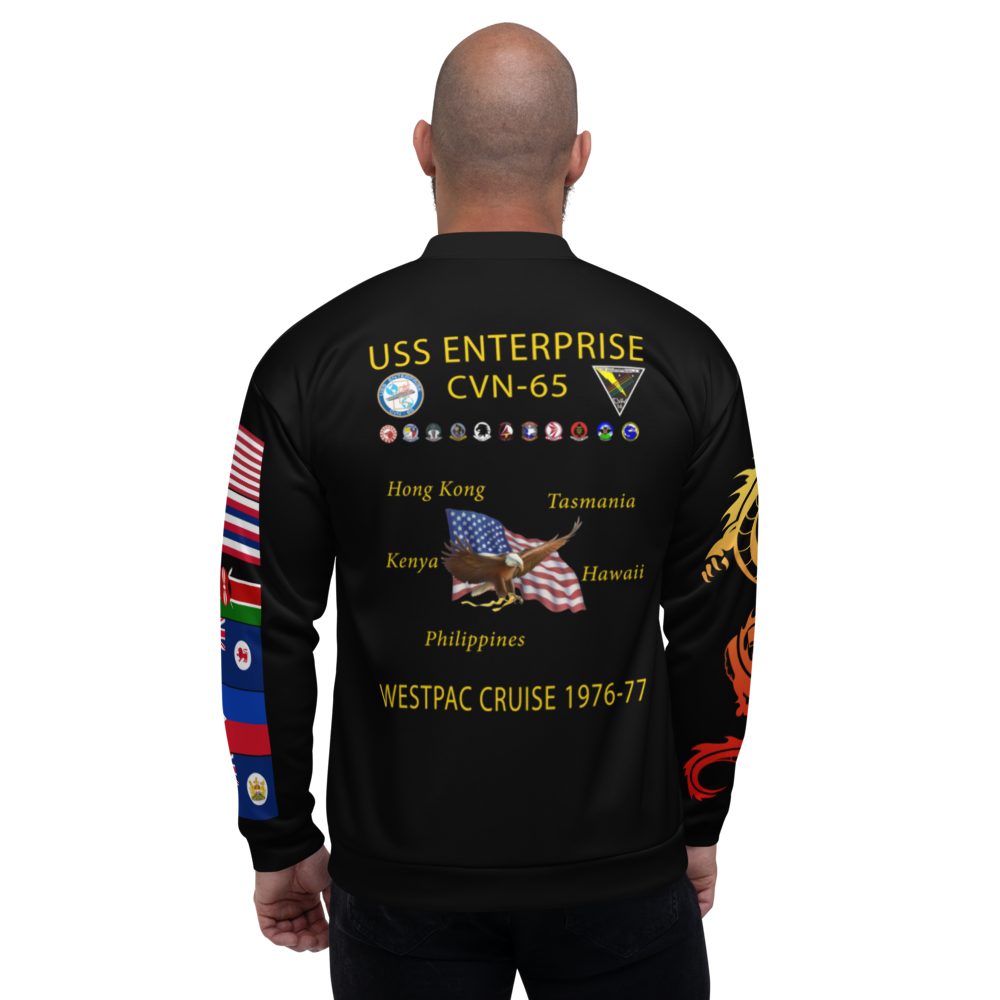 USS Enterprise (CVN-65) 1976-77 FP Cruise Jacket - WestPac – back view, white