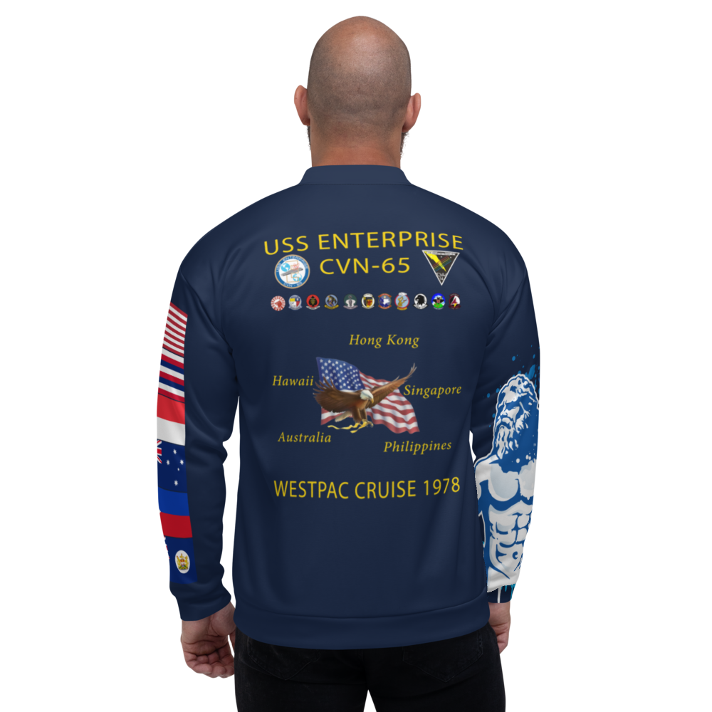 USS Enterprise (CVN-65) 1978 FP Cruise Jacket - Shellback – back view, white