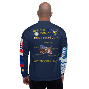 USS Enterprise (CVN-65) 1978 FP Cruise Jacket - Shellback – back view, white