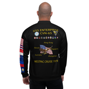 USS Enterprise (CVN-65) 1978 FP Cruise Jacket - Black – back view, white