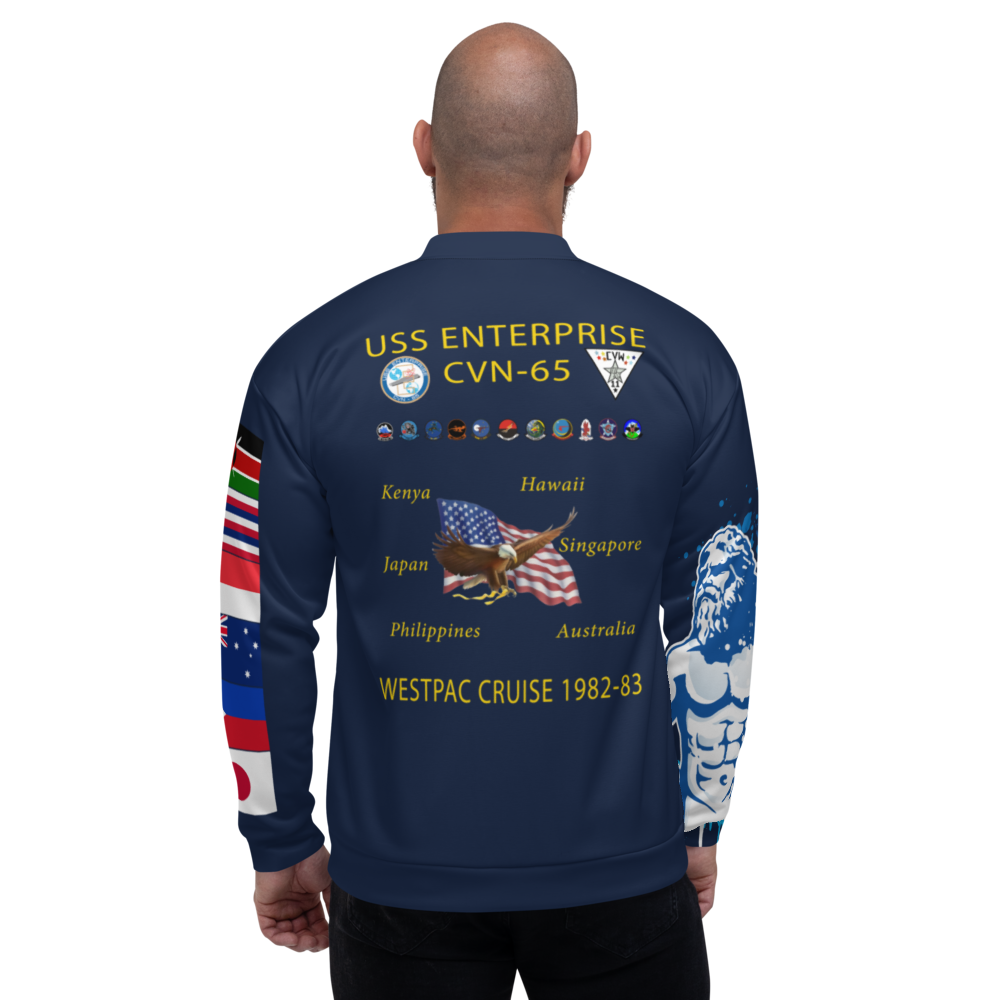 USS Enterprise (CVN-65) 1982-83 FP Cruise Jacket - Shellback – back view, white