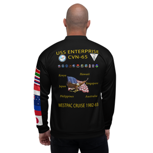 USS Enterprise (CVN-65) 1982-83 FP Cruise Jacket - Black – back view, white