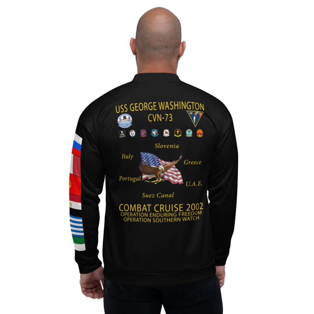 USS George Washington (CVN-73) 2002 FP Cruise Jacket - Black – back view, white